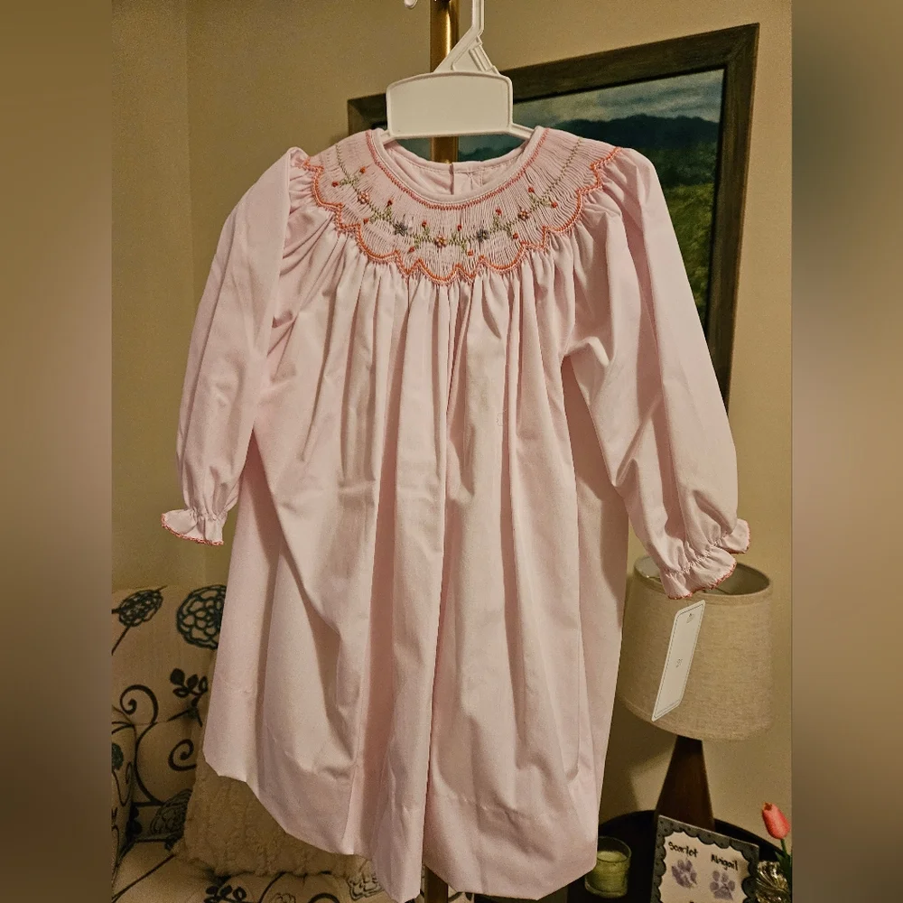NWT Petit Amu Pink Floral Smocked Bishop Dress Sz 2T